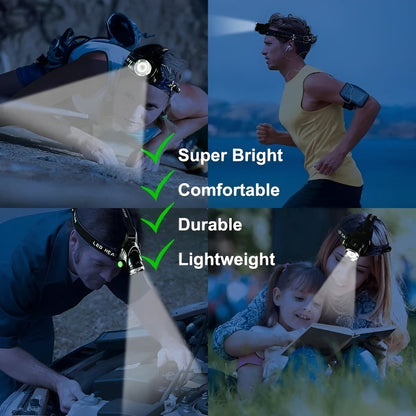 Lampe frontale LED puissante et réglable avec plusieurs modes d'éclairage