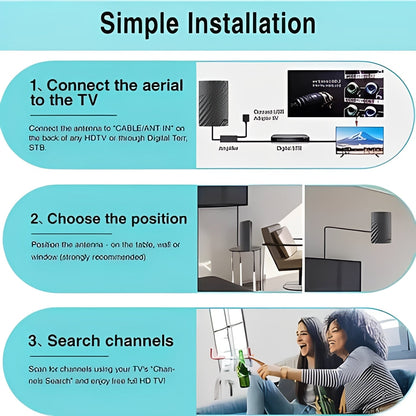 Antenne intérieure TV HD avec signal UHF et VHF
