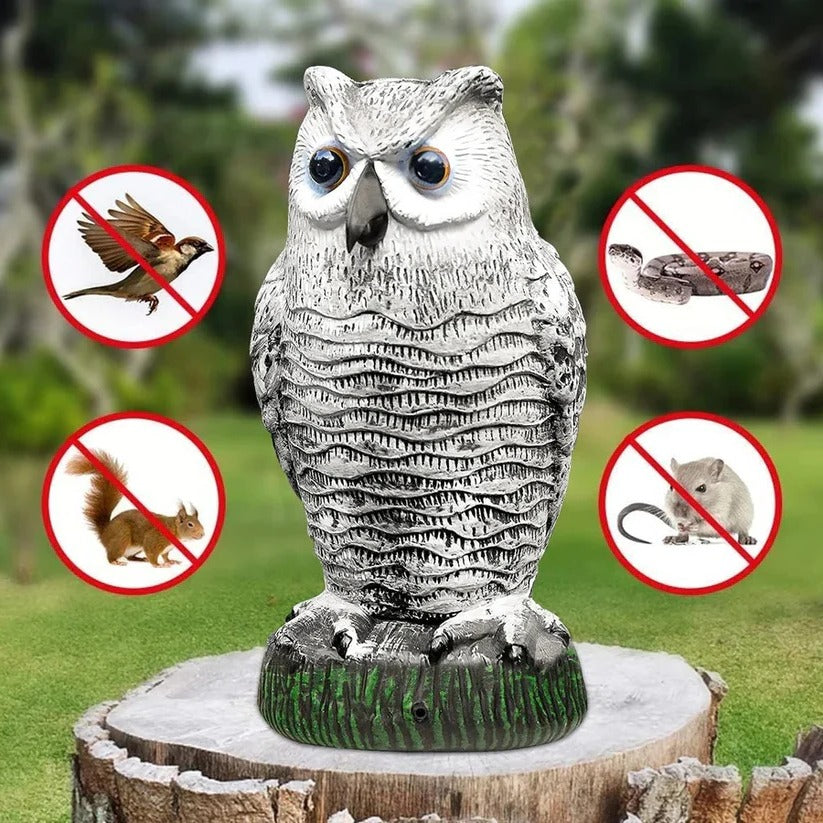 Statue d'épouvantail solaire en forme de hibou à détecteur de mouvement