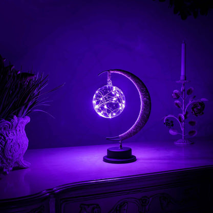 Lampe de table sphère lunaire lumineuse avec texture réaliste