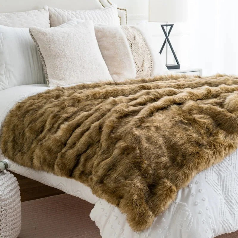 Couverture polaire douce en fausse fourrure