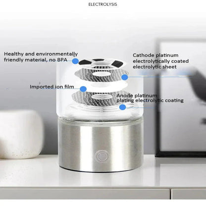 Bouteille d'eau alcaline compacte avec base USB rechargeable