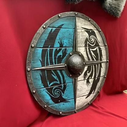 Bouclier de bataille gravé unique et défense nordique personnalisable