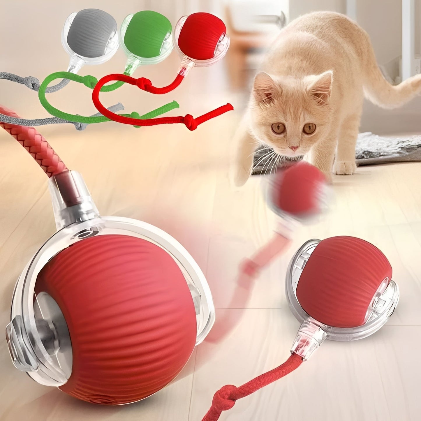 Jouet interactif roulant pour animaux de compagnie avec plumeau
