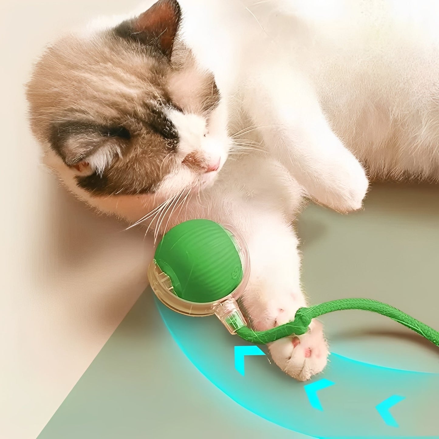 Jouet interactif roulant pour animaux de compagnie avec plumeau