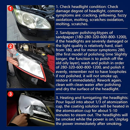 Kit de réparation de phares de voiture avec polish et tampons de lustrage