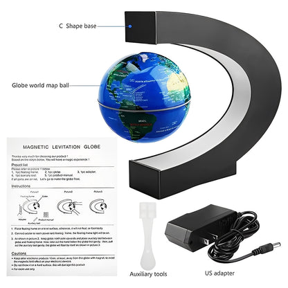 Globe terrestre LED flottant avec support en métal