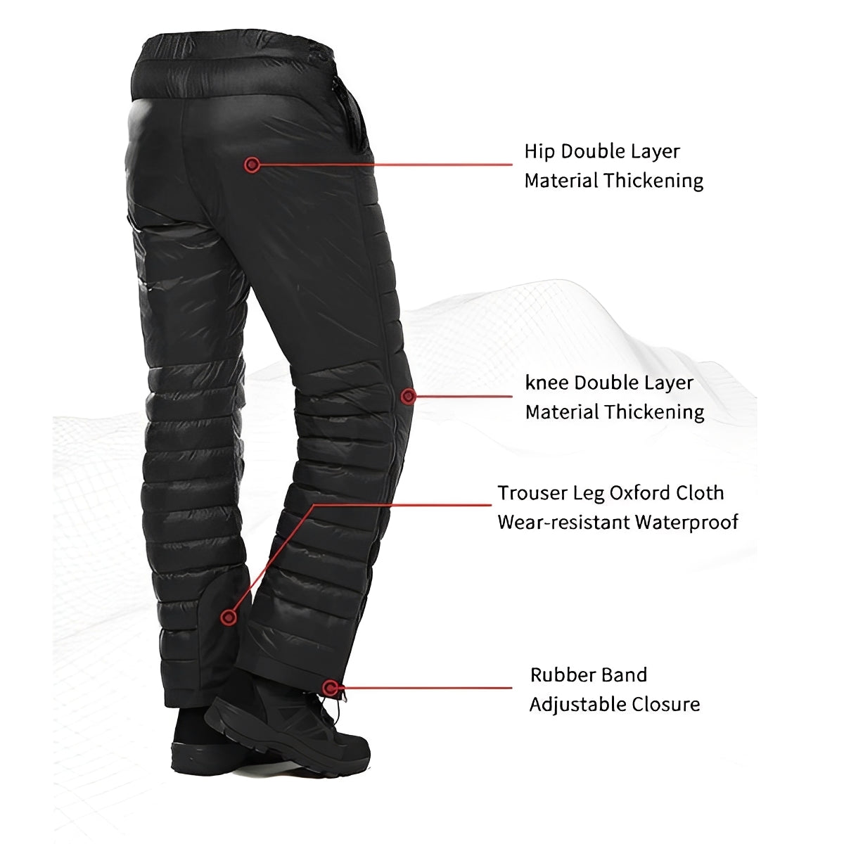 Pantalon de neige chaud et isolé avec fermeture éclair pour les sports d'hiver