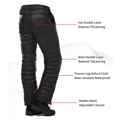 Pantalon de neige chaud et isolé avec fermeture éclair pour les sports d'hiver