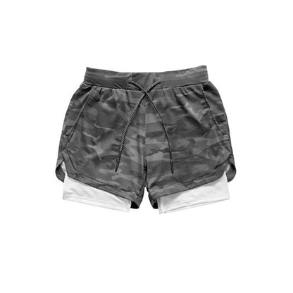 Short de sport camouflage homme avec doublure de compression intégrée