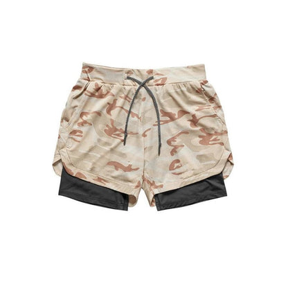 Short de sport camouflage homme avec doublure de compression intégrée