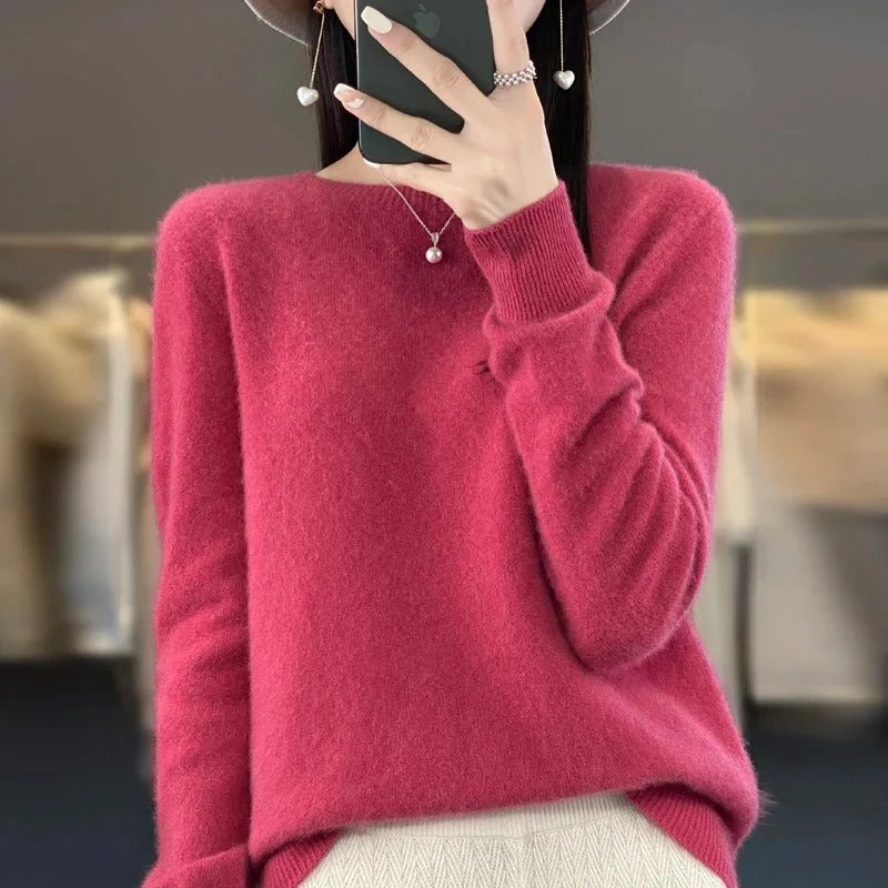 Pull col rond en laine mérinos douce