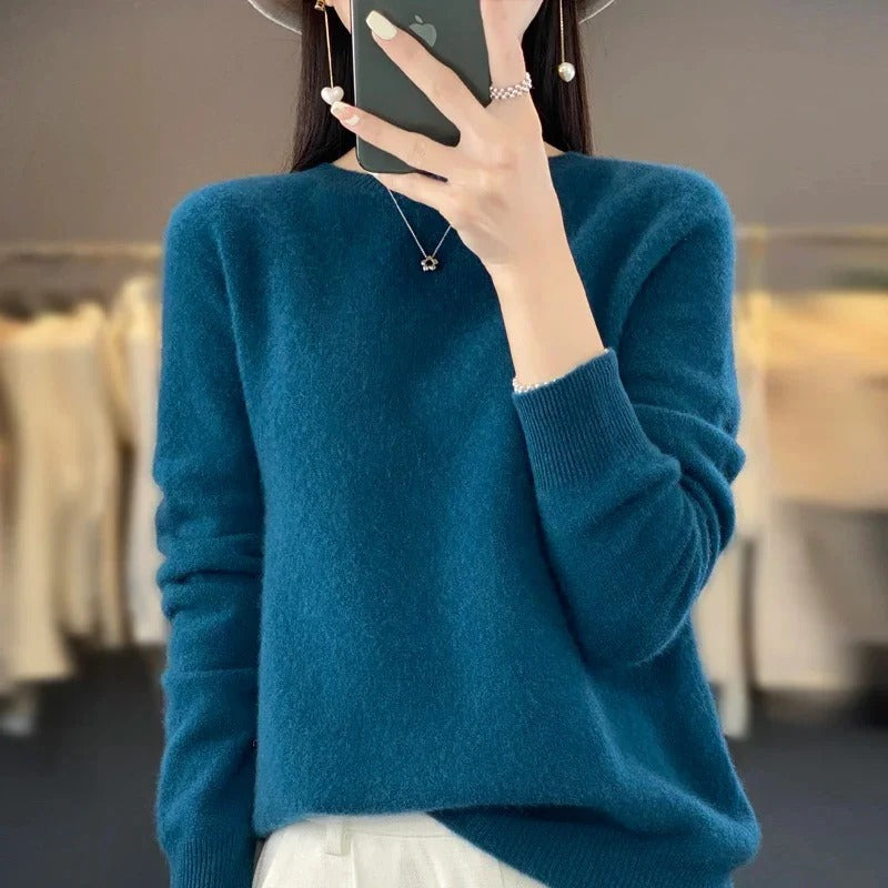 Pull col rond en laine mérinos douce