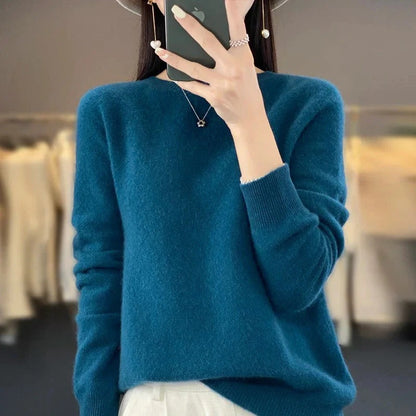 Pull col rond en laine mérinos douce