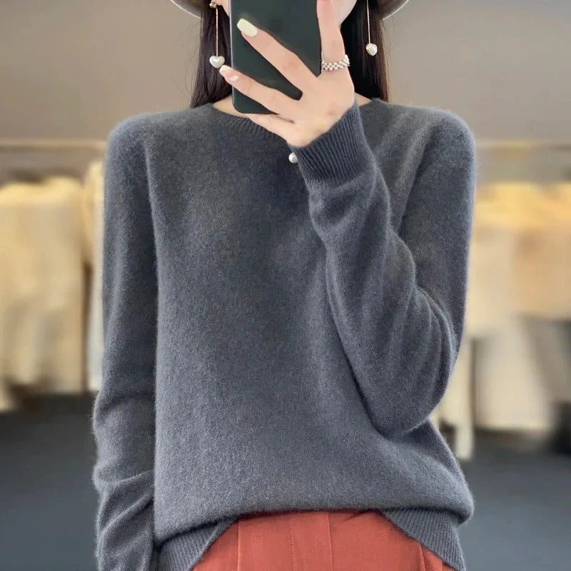Pull col rond en laine mérinos douce