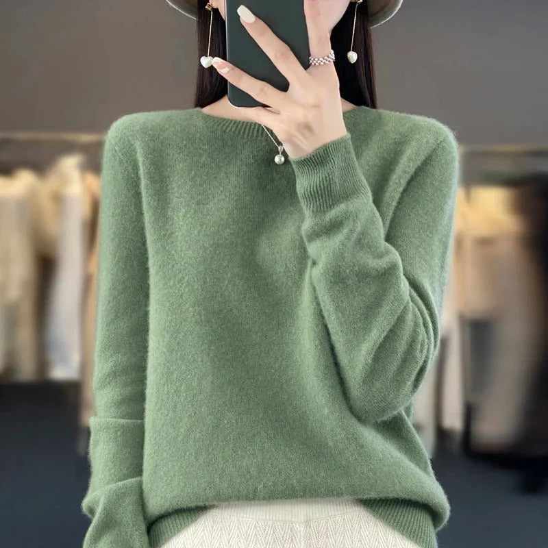 Pull col rond en laine mérinos douce