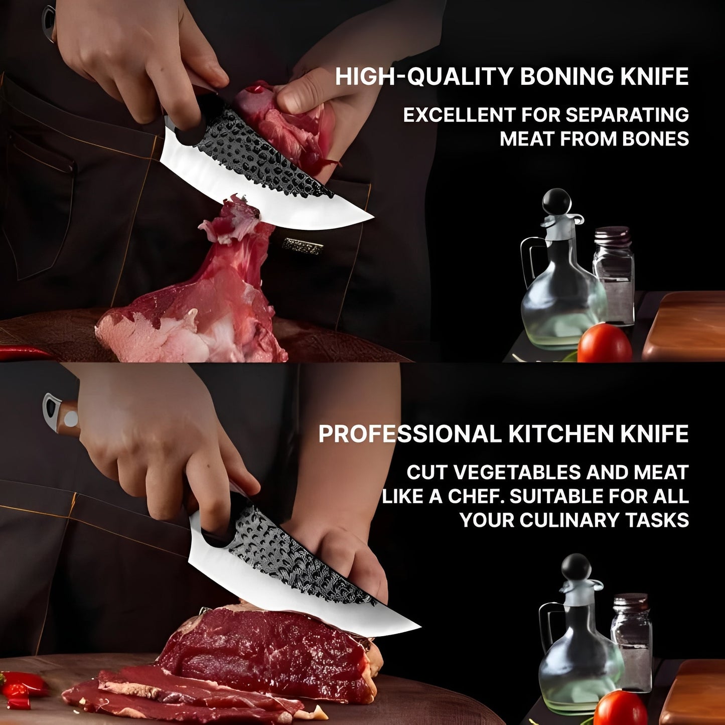 Couteau de chef en acier inoxydable tranchant avec manche ergonomique