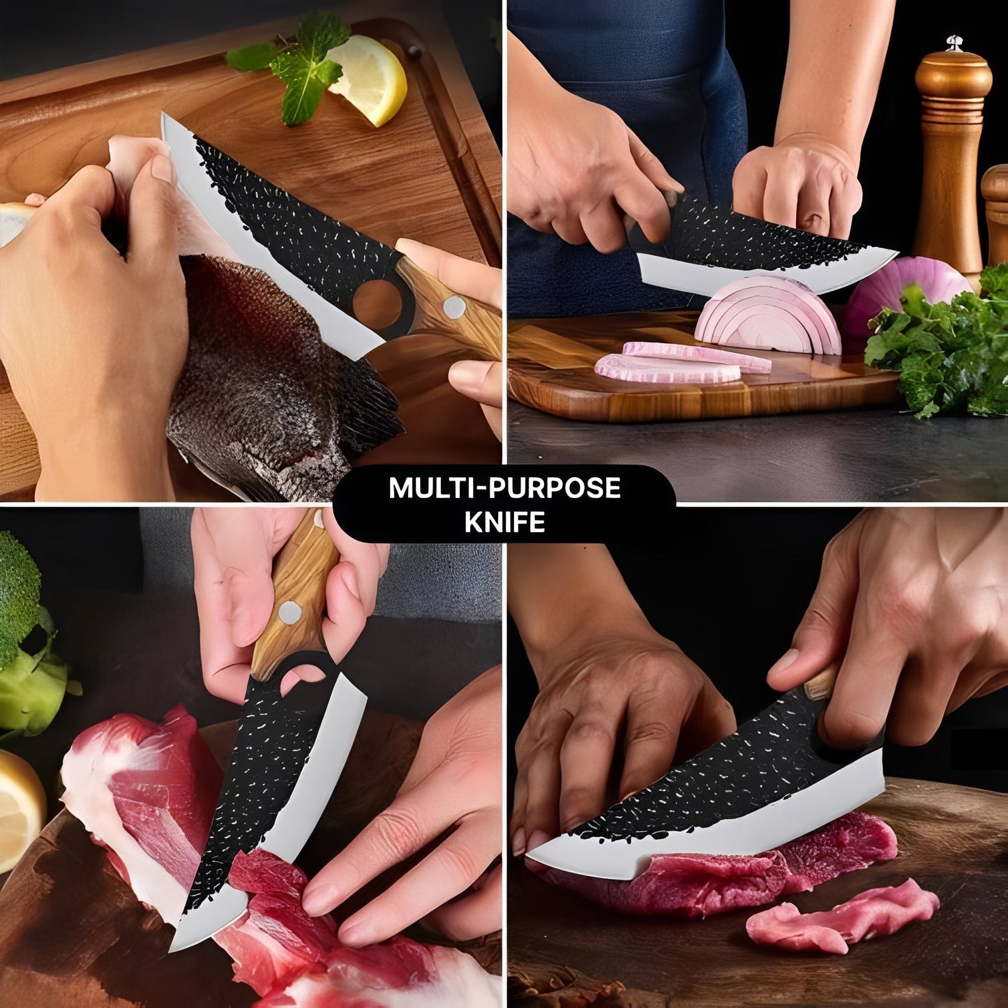 Couteau de chef en acier inoxydable tranchant avec manche ergonomique
