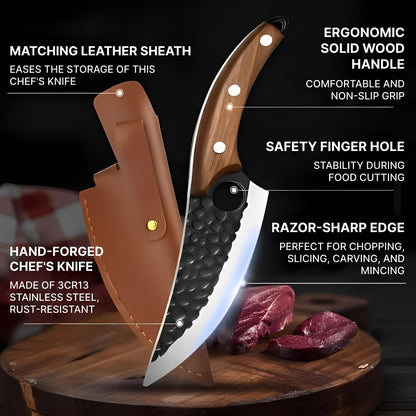 Couteau de chef en acier inoxydable tranchant avec manche ergonomique