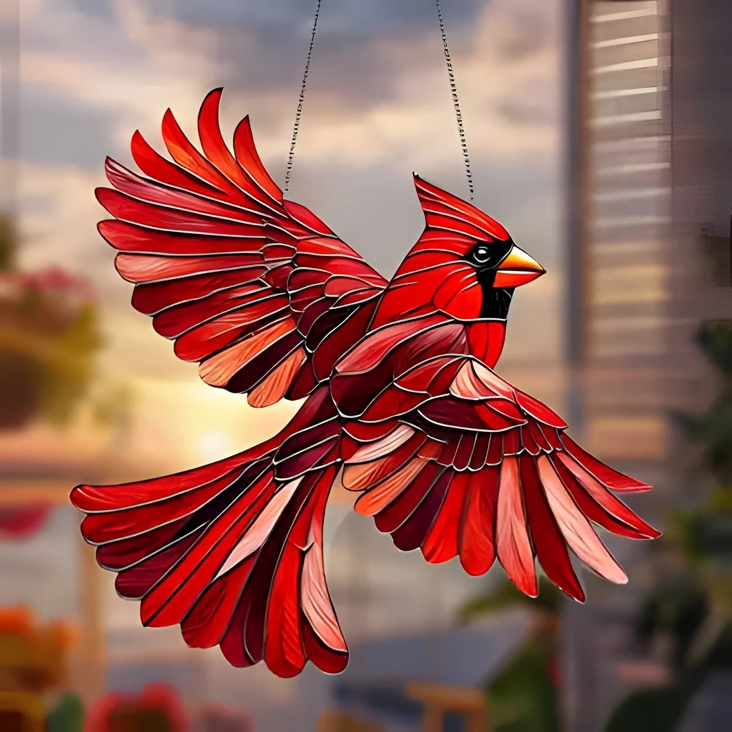 Décoration de fenêtre oiseau en verre éclatant