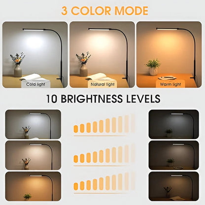 Lampe de table à LED lumineuse réglable avec col flexible