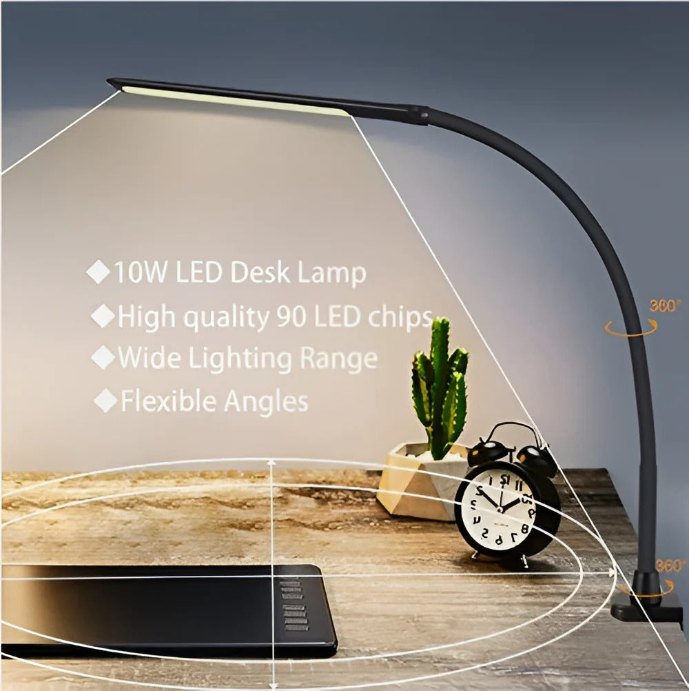 Lampe de table à LED lumineuse réglable avec col flexible