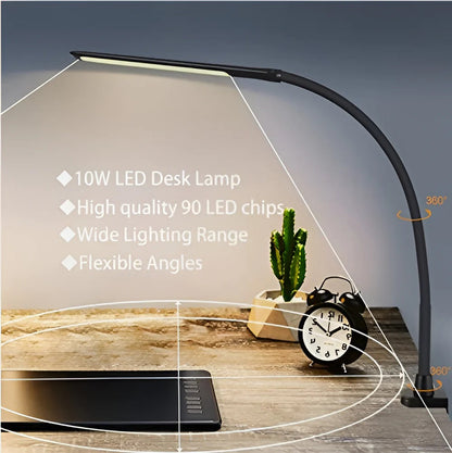 Lampe de table à LED lumineuse réglable avec col flexible