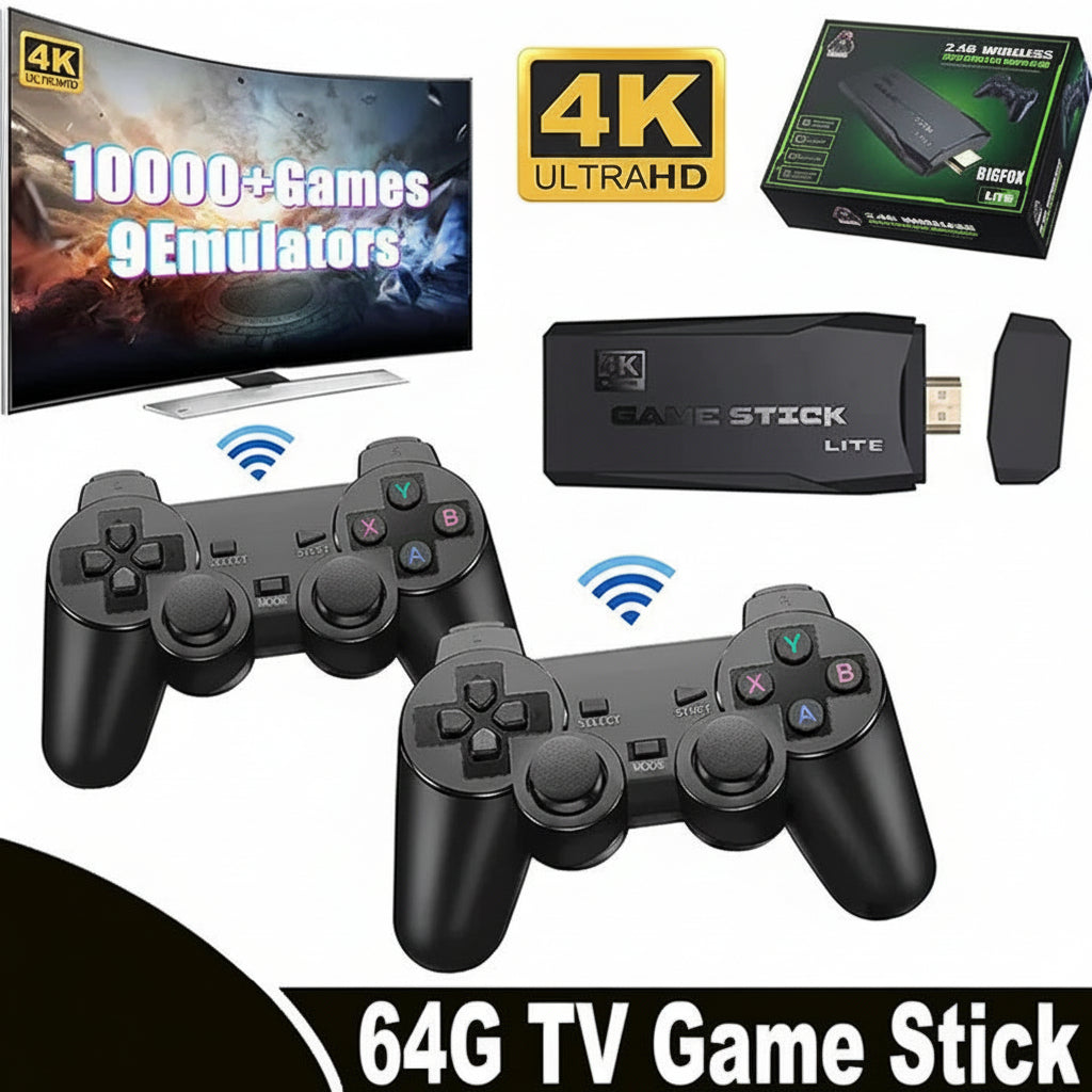 Console de jeu compacte avec 64 Go et 2 manettes sans fil
