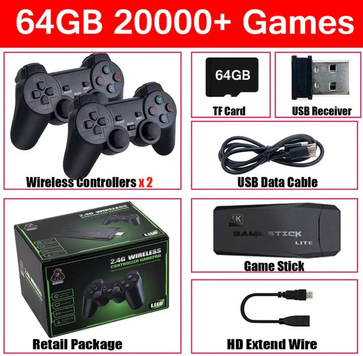 Console de jeu compacte avec 64 Go et 2 manettes sans fil