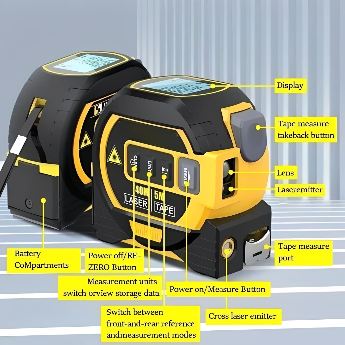 Télémètre laser de précision avec capteur infrarouge