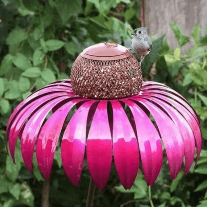 Mangeoire à oiseaux de jardin avec motif floral en métal