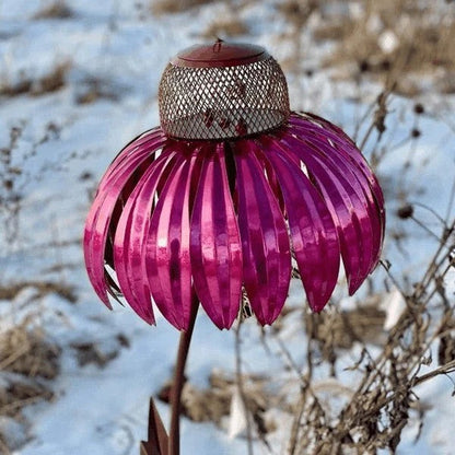 Mangeoire à oiseaux de jardin avec motif floral en métal