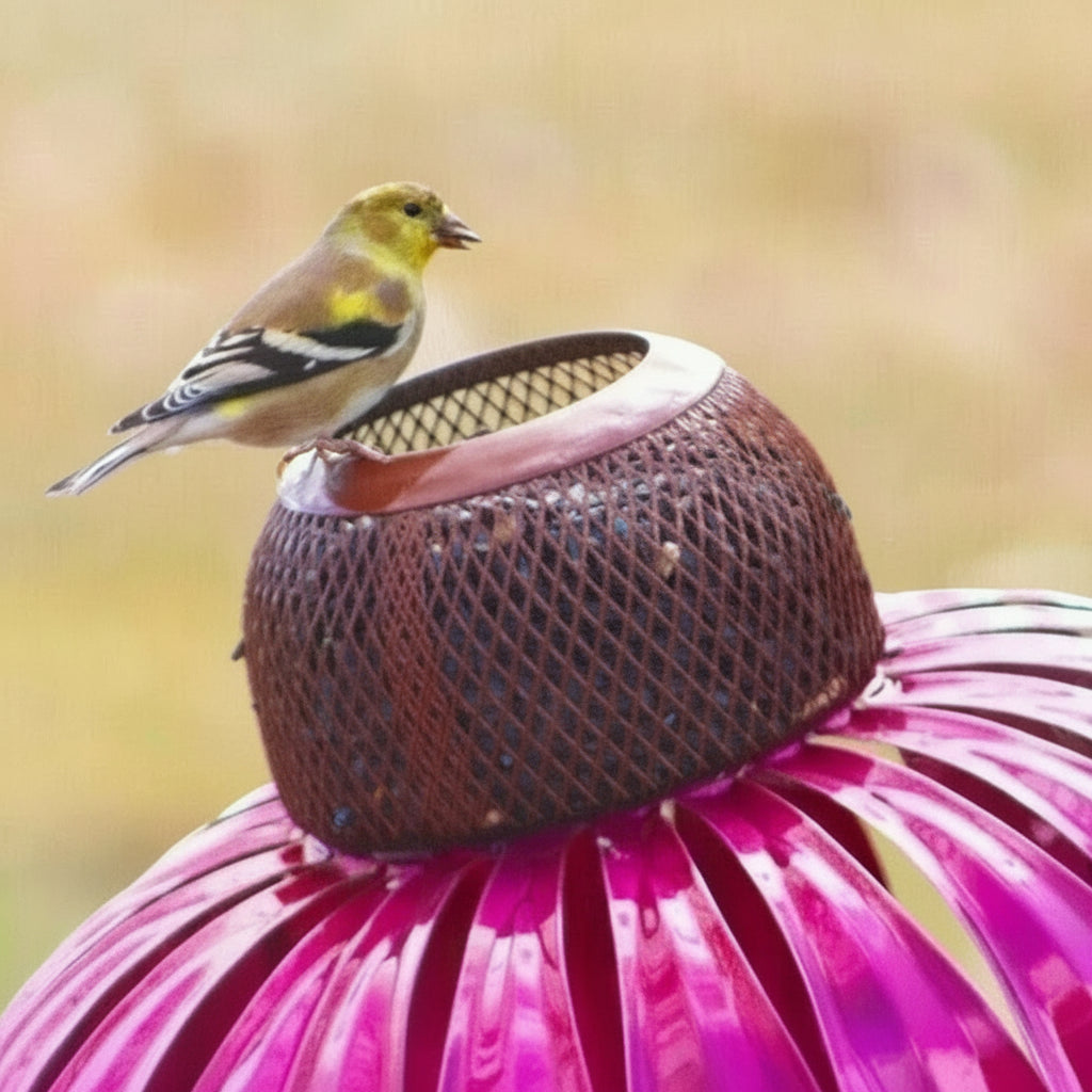 Mangeoire à oiseaux de jardin avec motif floral en métal
