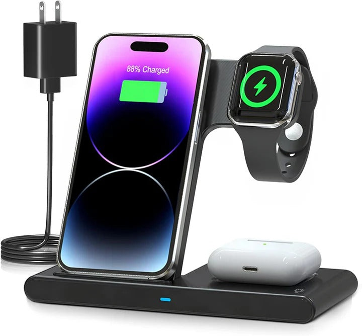 Compact 3-in-1 Phone Watch Earbuds Charger Pad - Ortekor