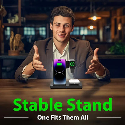 Chargeur compact 3-en-1 pour téléphone, montre et écouteurs