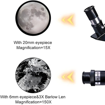 Télescope lunaire puissant avec trépied, zoom 150x