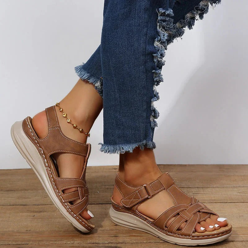 Comfortable Women's Adjustable Buckle Sandals for Orthopedic Support - Ortekor