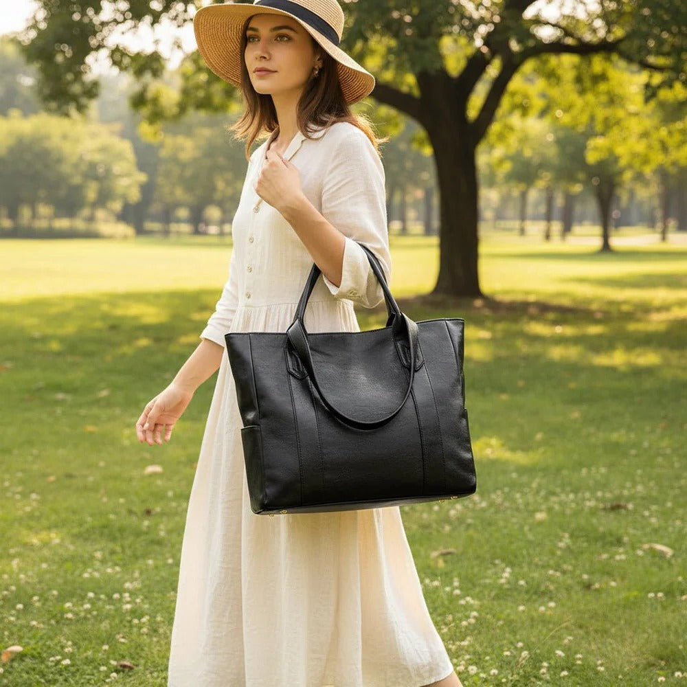 Sac fourre-tout en cuir véritable classique