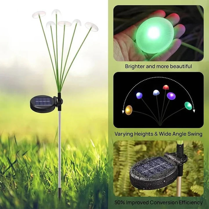 Guirlande lumineuse colorée méduses d'extérieur avec tige flexible