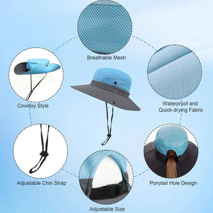 Chapeau d'été portable à large bord avec sangle ajustable