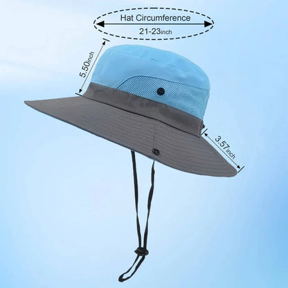 Chapeau d'été portable à large bord avec sangle ajustable