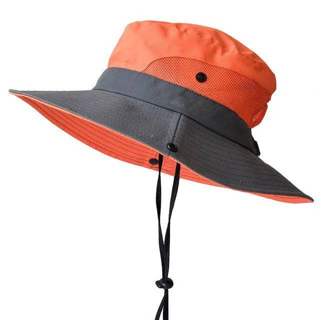 Chapeau d'été portable à large bord avec sangle ajustable