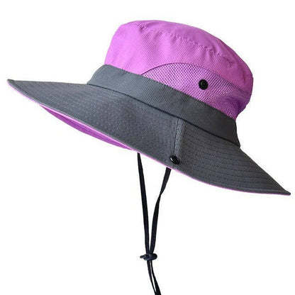 Chapeau d'été portable à large bord avec sangle ajustable