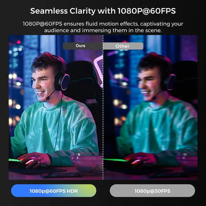 Webcam HD avec enregistrement vidéo haute vitesse à 60 ips