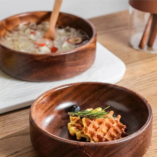 Saladiers en bois naturel pour la table, lot de 2