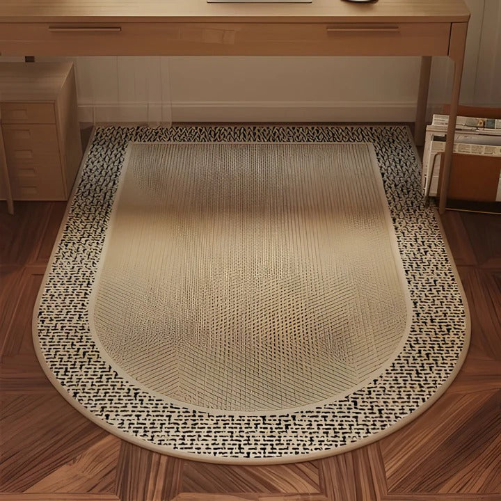 Plush Office Floor Mat with Patterned Middle Section - Ortekor