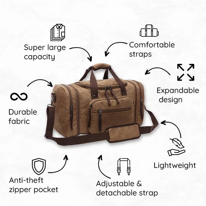 Grand sac de voyage en coton avec espace supplémentaire