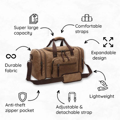 Grand sac de voyage en coton avec espace supplémentaire