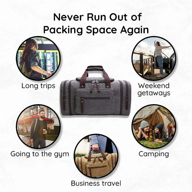 Grand sac de voyage en coton avec espace supplémentaire