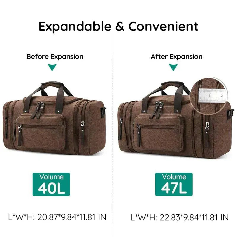 Grand sac de voyage en coton avec espace supplémentaire